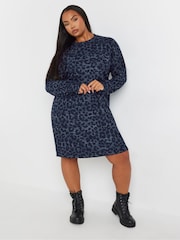 Yours Curve Blue Soft Touch Jumper Dress - Image 1 of 5