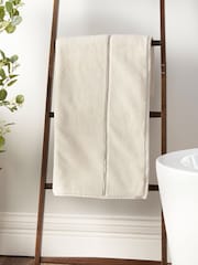Bianca Cream Zero Twist Satin Stitch 100% Cotton Towel - Image 1 of 4