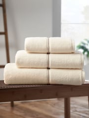 Bianca Cream Zero Twist Satin Stitch 100% Cotton Towel - Image 3 of 4