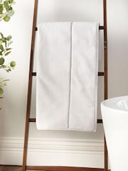 Bianca White Zero Twist Satin Stitch 100% Cotton Towel - Image 1 of 4