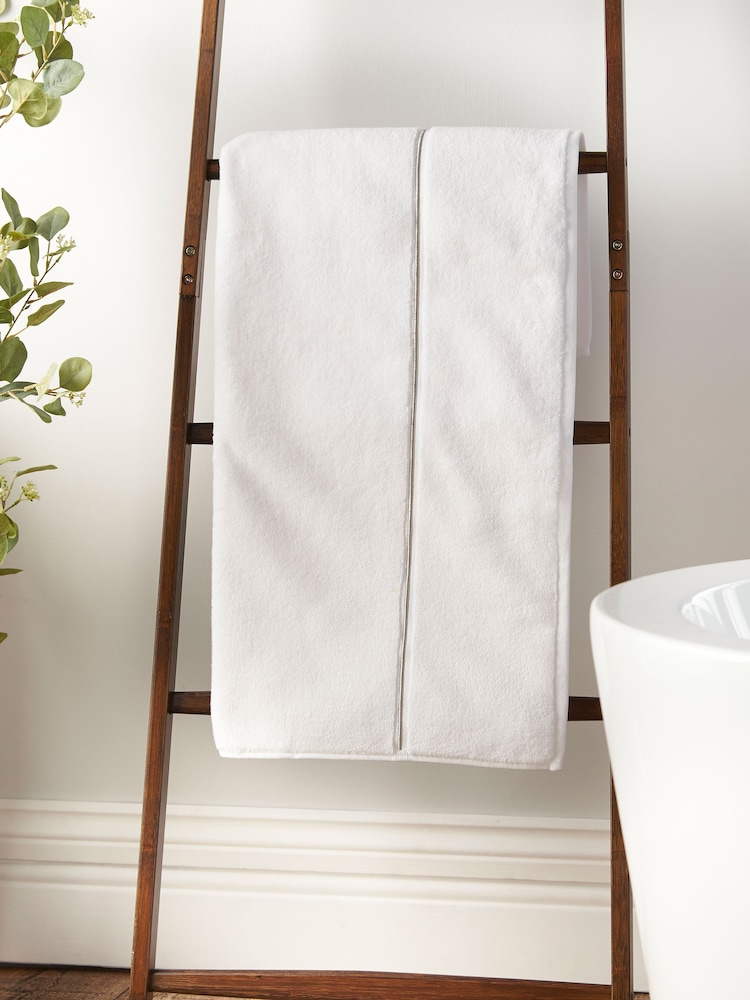 Bianca White Zero Twist Satin Stitch 100% Cotton Towel - Image 1 of 4