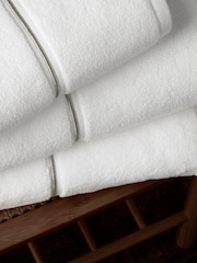 Bianca White Zero Twist Satin Stitch 100% Cotton Towel - Image 2 of 4