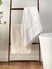 Bianca White Zero Twist Satin Stitch 100% Cotton Towel - Image 4 of 4