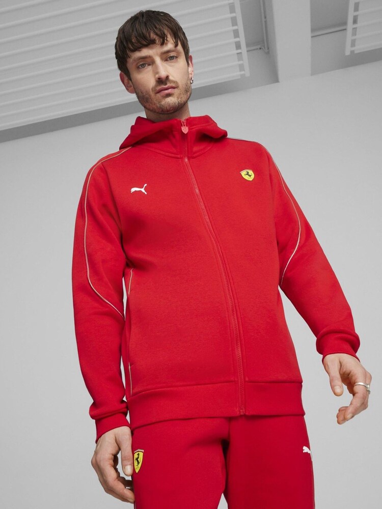 Puma Red Mens Scuderia Ferrari Motorsport Race Hooded Sweat Jacket - Image 1 of 5