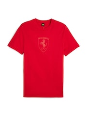 Puma Red Mens Scuderia Ferrari Race Big Shield Motorsport Tonal T-Shirt - Image 1 of 4