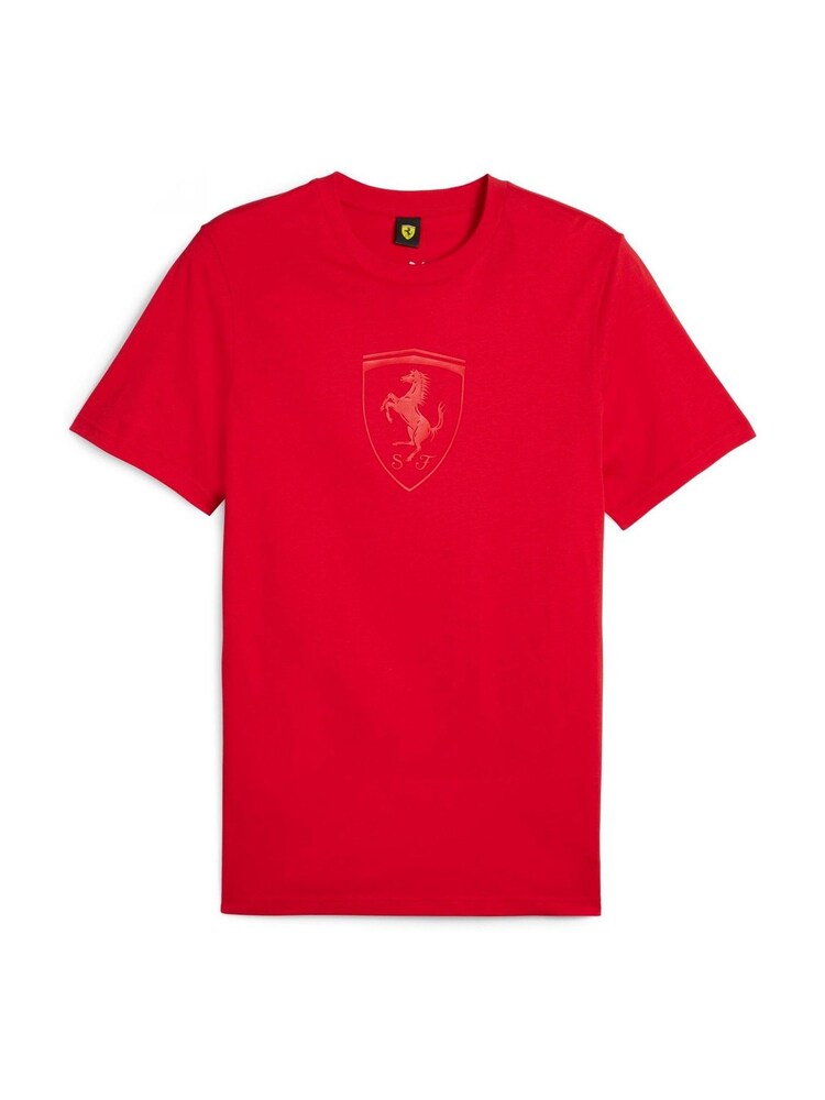 Puma Red Mens Scuderia Ferrari Race Big Shield Motorsport Tonal T-Shirt - Image 1 of 4