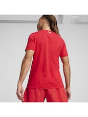 Puma Red Mens Scuderia Ferrari Race Big Shield Motorsport Tonal T-Shirt - Image 2 of 4