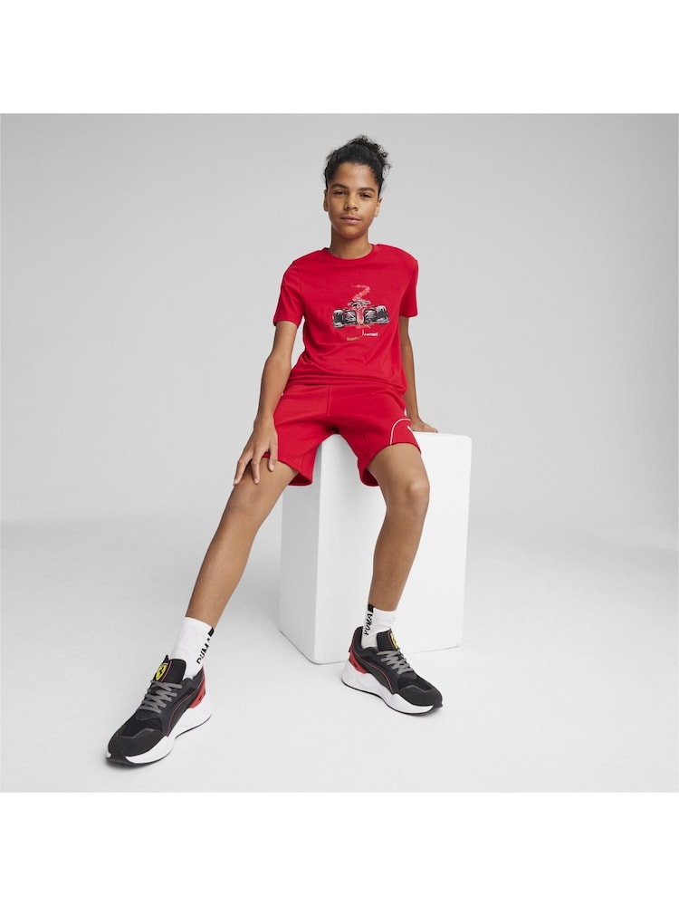 Puma Red Kids Unisex Scuderia Ferrari Race Motorsport Graphic T-Shirt - Image 2 of 6