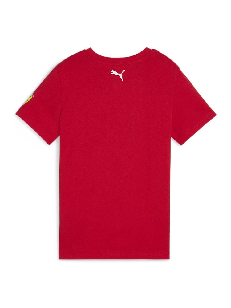 Puma Red Kids Unisex Scuderia Ferrari Race Motorsport Graphic T-Shirt - Image 6 of 6