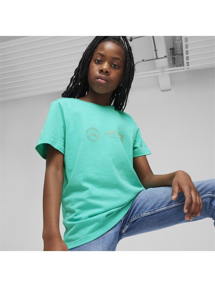Puma Green Kids Mercedes-AMG Petronas Motorsport Logo Unisex T-Shirt - Image 1 of 6