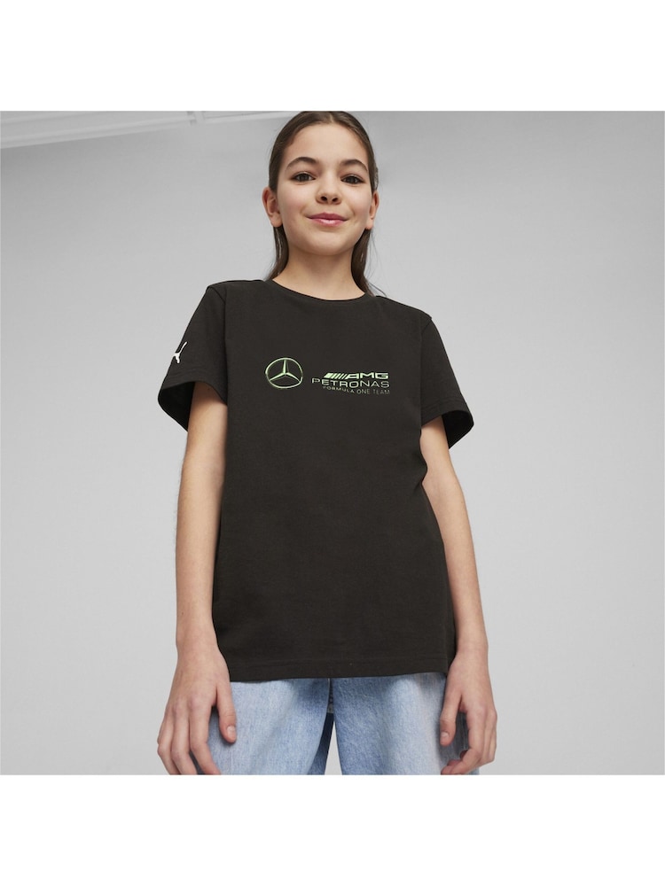 Puma Black Kids Unisex Mercedes AMG Petronas Motorsport Logo T-Shirt - Image 1 of 6