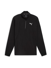Puma Black Mens Fit Woven Quarter Zip Sweater - Image 1 of 2