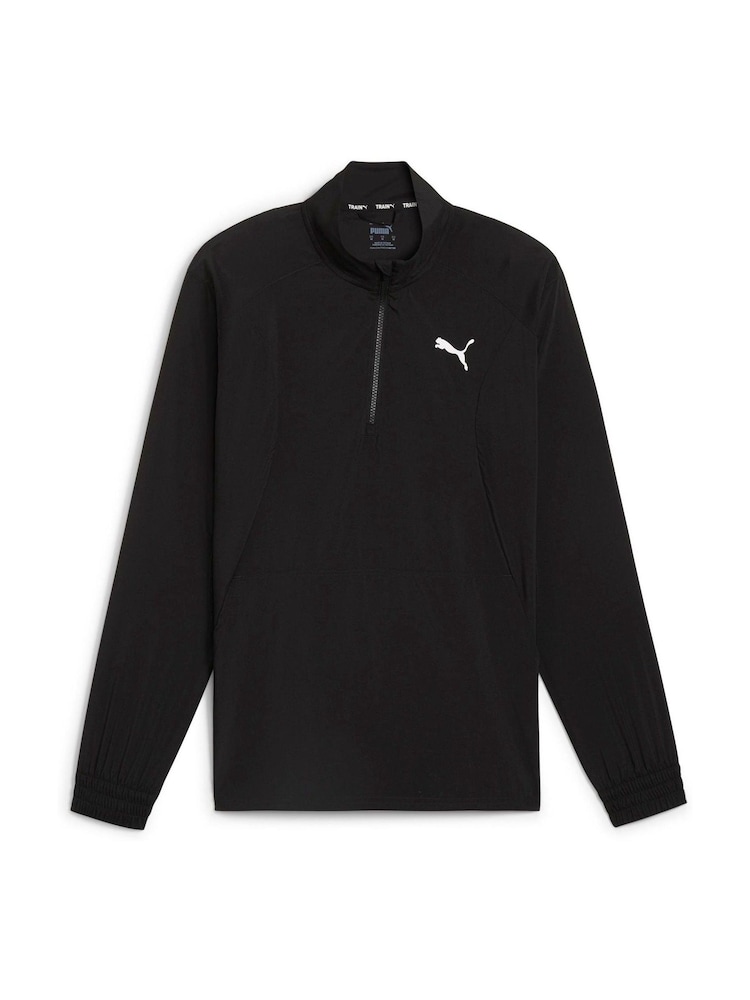 Puma Black Mens Fit Woven Quarter Zip Sweater - Image 1 of 2
