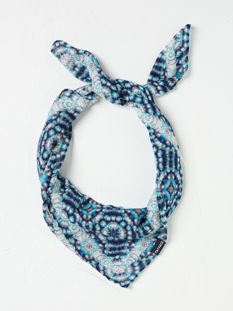 Navy Geometric Print Hair Scarf - Image 1 of 3 Navy Geometric Print Hair Scarf - Image 1 of 3