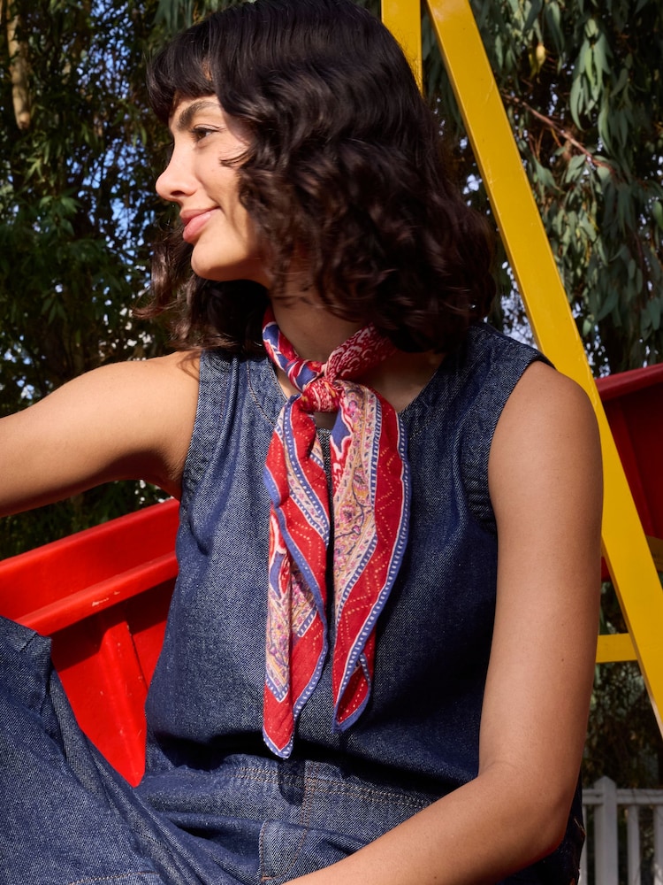 FatFace Blue Utopia Printed Hair Scarf - Image 1 of 5
