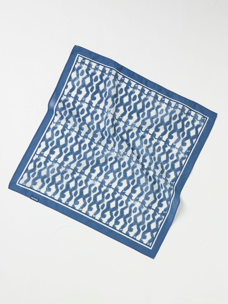 FatFace Blue 100% Cotton Wonderment Square Scarf - Image 2 of 2