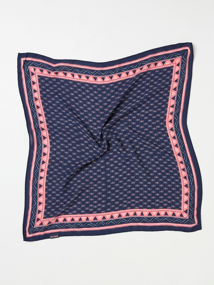 Navy Dobby Square Scarf - Image 2 of 2 Navy Dobby Square Scarf - Image 2 of 2