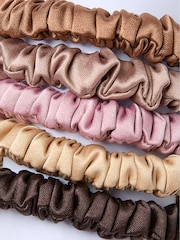 FatFace Brown Plain Satin Scrunchies 5 Pack - Image 2 of 2