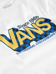 Белая футболка для мальчиков из 100% хлопка в клетку Vans - Изображение 3 из 4