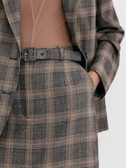Reiss Brown Check Sandor Petite Wool Check Midi Pencil Skirt - Image 5 of 8
