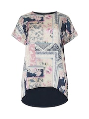 M&Co Blue Scarf Printed Woven Front Top - Image 5 of 5