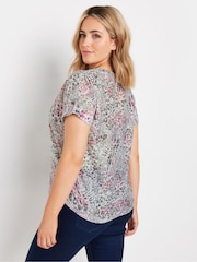 M&Co Pink Leopard Print Burn Out Short Sleeve Top - Image 4 of 5