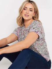 M&Co Pink Leopard Print Burn Out Short Sleeve Top - Image 5 of 5