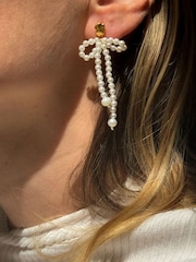 Hermina Athens Gold Plated Fedra Pearl Earrings - Image 3 of 6