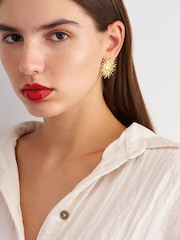 Hermina Athens Gold Plated Sun Earrings - Image 4 of 5