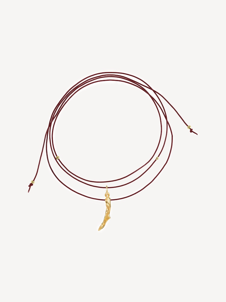 Hermina Athens Gold Tone Molten Coral Leather Cord Necklace - Image 1 of 3