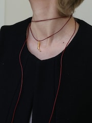 Hermina Athens Gold Tone Molten Coral Leather Cord Necklace - Image 2 of 3