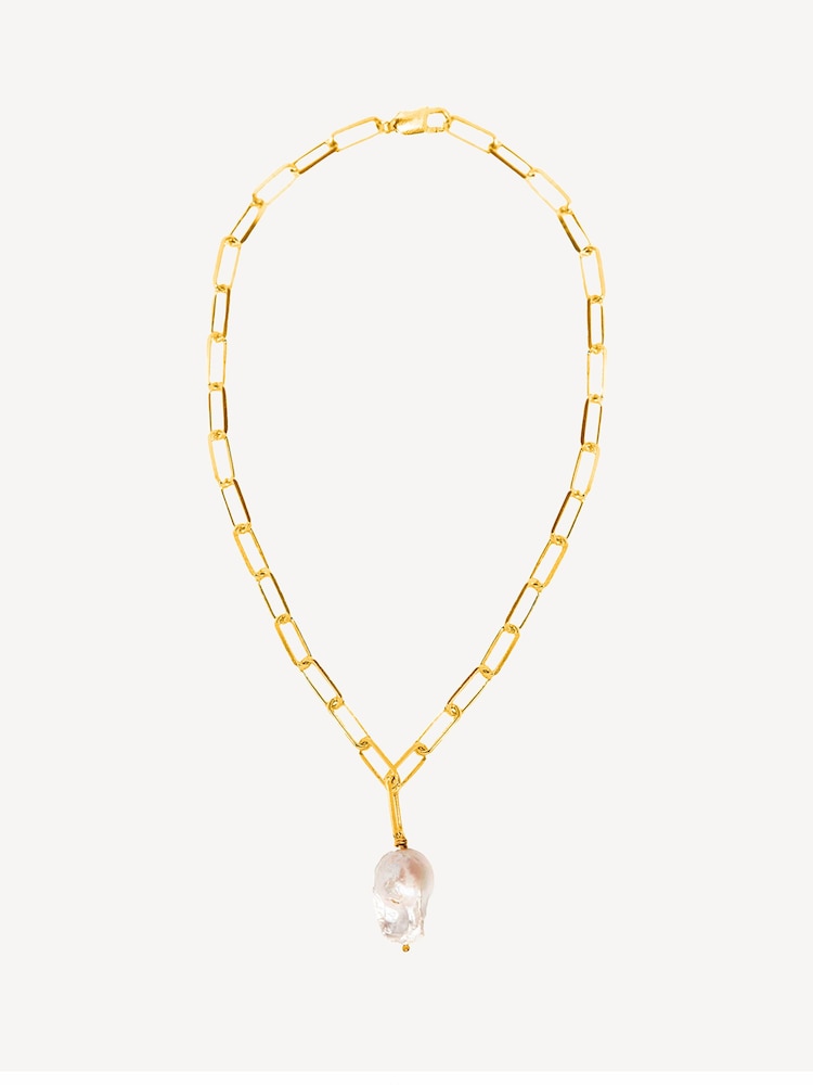 Hermina Athens Gold Plated Yasemi Baroque Pearl Necklace - Image 1 of 4
