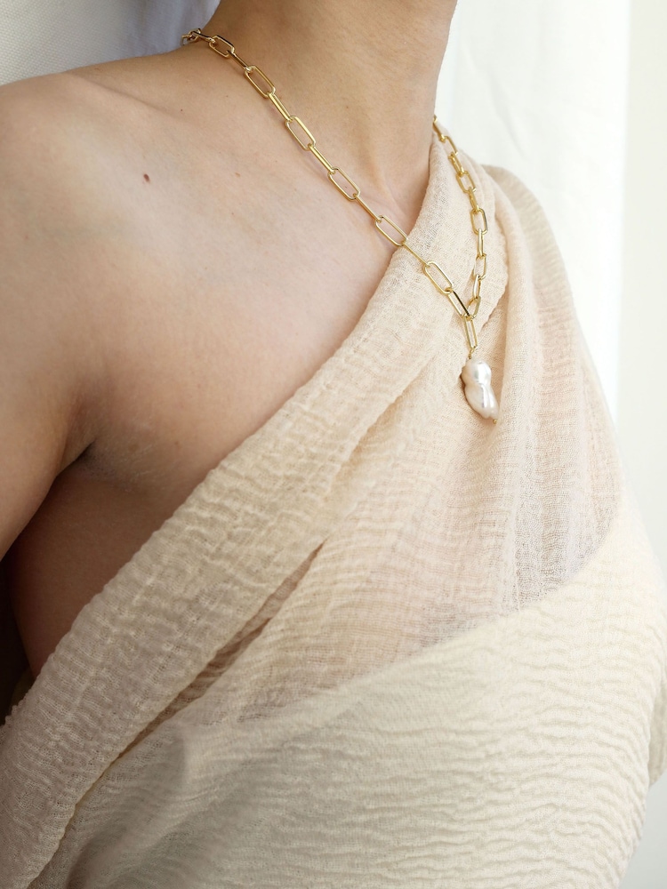 Hermina Athens Gold Plated Yasemi Baroque Pearl Necklace - Image 2 of 4
