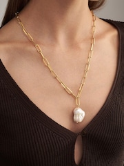 Hermina Athens Gold Plated Yasemi Baroque Pearl Necklace - Image 3 of 4