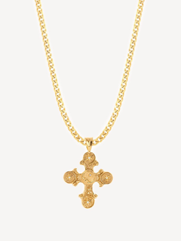 Hermina Athens Gold Plated King Neptune Anchor Chain Necklace - Image 1 of 5