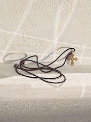 Hermina Athens Gold Plated King Neptune Suede Ebony Necklace - Image 2 of 6