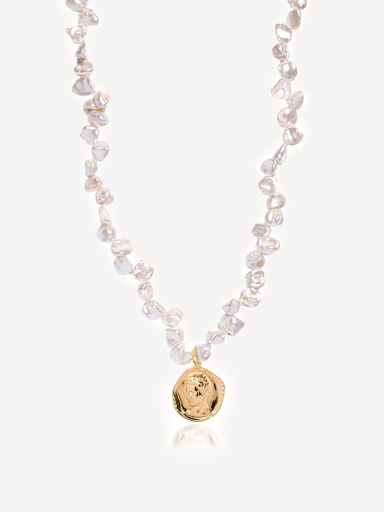 Hermina Athens Gold Plated Hermis Statement Pearl Necklace - Image 1 of 5