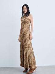 Mango Brown Snake Effect Print Chiffon Dress - Image 2 of 8