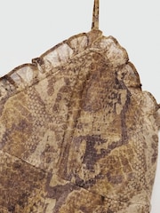 Mango Brown Snake Effect Print Chiffon Dress - Image 8 of 8