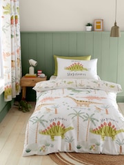 Catherine Lansfield Green Sleepy Dinosaur Reversible Duvet Cover Set - Image 1 of 4