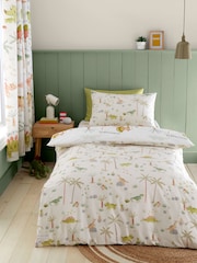 Catherine Lansfield Green Sleepy Dinosaur Reversible Duvet Cover Set - Image 2 of 4
