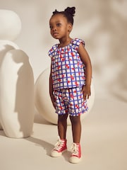 Purple 100% Cotton Cherry Check Top and Shorts Set (3mths-7yrs) - Image 1 of 8