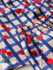 Purple 100% Cotton Cherry Check Top and Shorts Set (3mths-7yrs) - Image 8 of 8