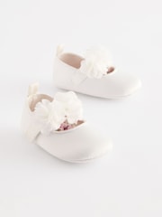 White Satin Baby Corsage Shoes (0-24mths) - Image 1 of 5