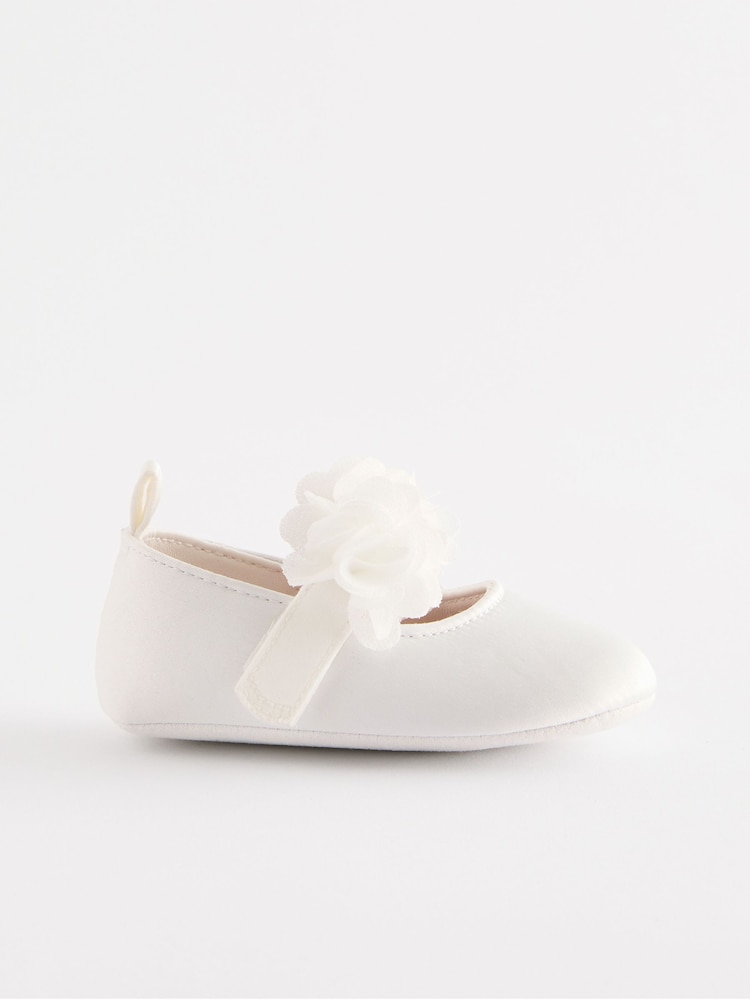 White Satin Baby Corsage Shoes (0-24mths) - Image 2 of 5