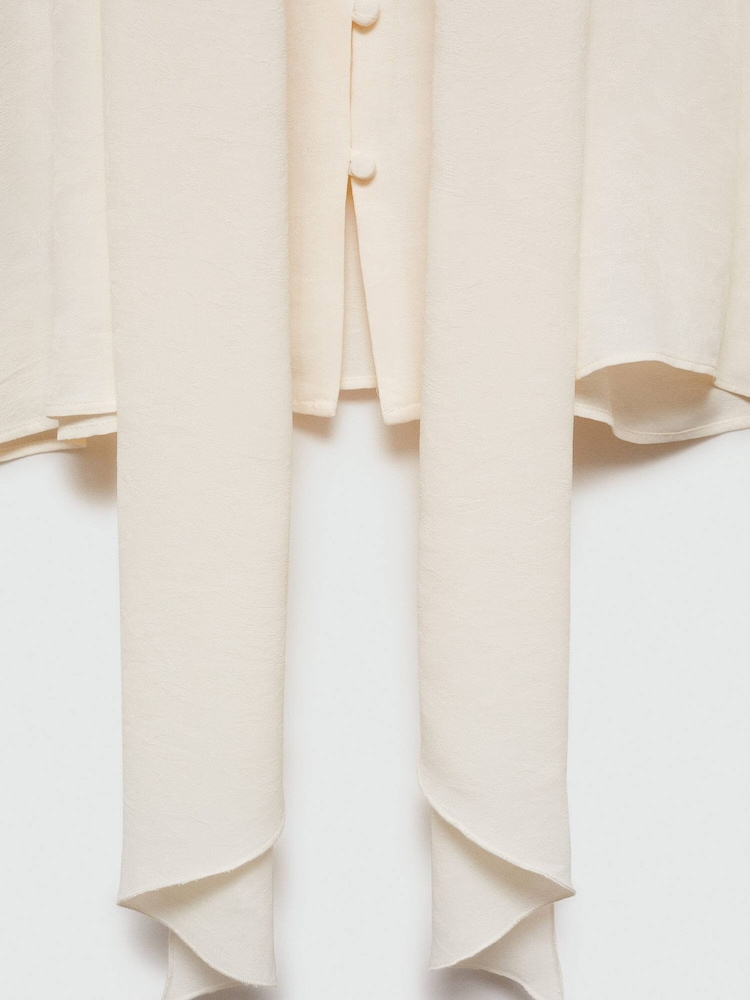 Mango Cream Button Neck Lace Blouse - Image 8 of 8