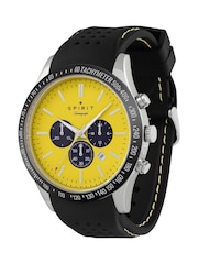 Spirit Gents Tachymeter Polished Silver Silicone Black Watch - Image 3 of 4