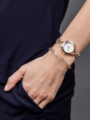 Spirit Ladies Gold Tone Polished Pale Rose Link Bracelet Watch And Bracelet Set - Image 2 of 4