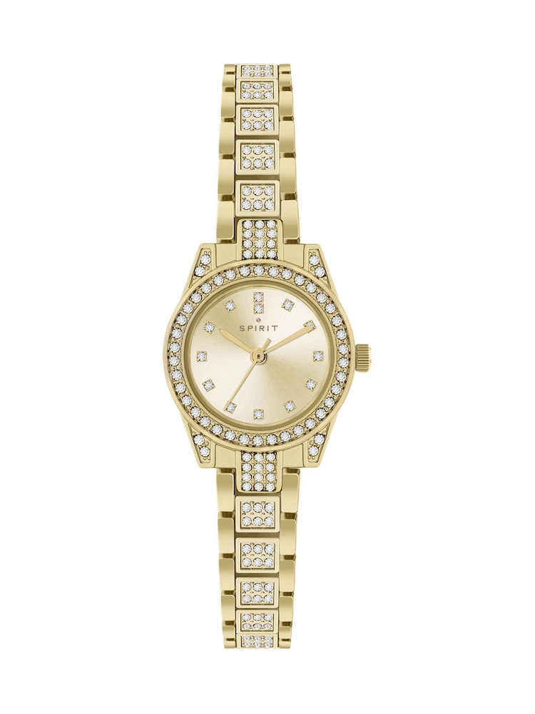 Spirit Ladies Gold Polished Pale Crystal Bracelet Watch - Image 1 of 3