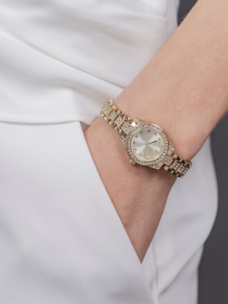 Spirit Ladies Gold Polished Pale Crystal Bracelet Watch - Image 2 of 3